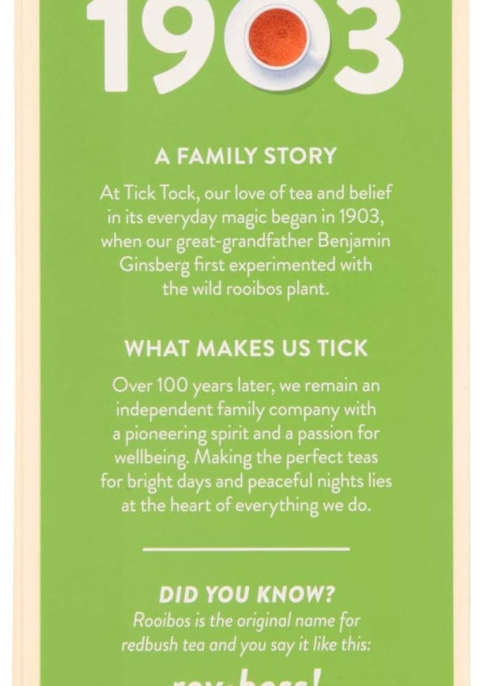 Tick Tock Organic Green Rooibos Tea - 40 Biodegradable Bags (2.5 Ounce) - Image 5